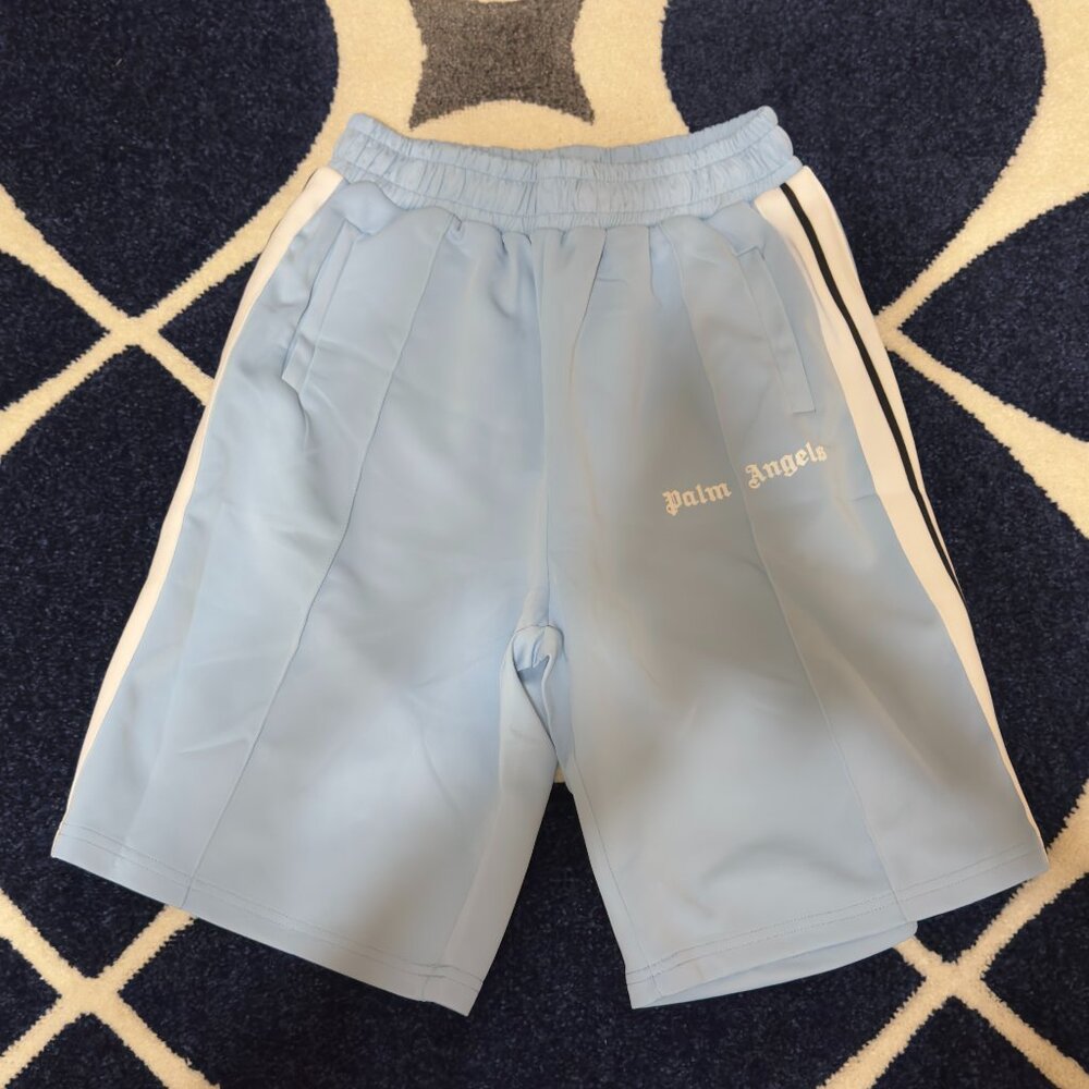 Palm Angels Men's Classic Logo Blue Track Shorts Size Large
